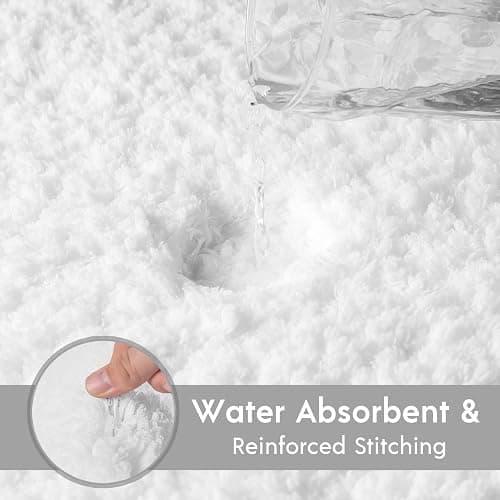 Phantoscope Bathroom Rugs - Set of 2 Non-Slip Bath Mat Ultra Soft Microfiber Plush Bath Rugs Water Absorbing Shower Carpet Rugs, True White, 17 x 24 & 17 x 47 Inches thumbnail 3