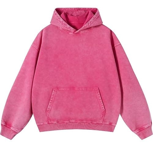 Oversized Acid Wash Hoodie for Women Fashion Cute Hoodies Casual Heavyweight Pullover Hooded Long Sleeve Sweatshirt thumbnail 5