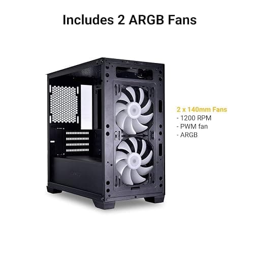 LIAN LI High Airflow Micro ATX PC Case, RGB Gaming Computer Case, Mesh Front Panel Mid-Tower Chassis with 2x140mm ARGB PWM Fans Pre-Installed, Tempered Glass Side Panel (LANCOOL 205M MESH, Black) thumbnail 6