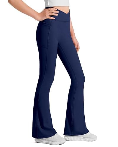 JOCMIC Girls Flare Leggings Kids Bell Bottom Flared Yoga Pants High Waisted Athletic Tight with Pockets thumbnail 3