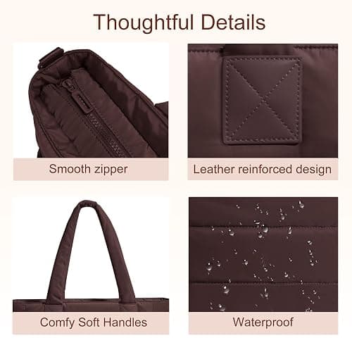 Puffer Tote Bag for Women Quilted Nurse Bag Lightweight Work Bag for Teacher Travel Handbag with Multiple Pockets thumbnail 6