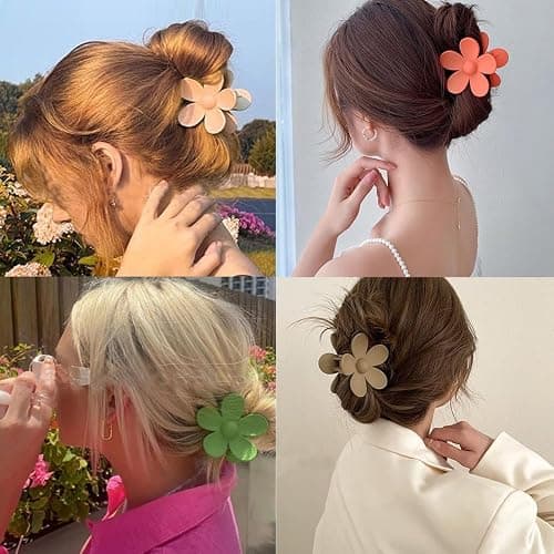 ZSPERKLA 6pcs Flower Hair Clips, Acrylic Hair Clips, Large Claw Hair Clips, Non-slip, Matte, Jaw Clips Hair Styling Accessories for Women Girls thumbnail 3