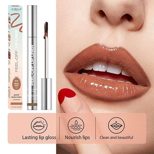 BANGFENG 4Pcs Peel Off Lip Liner Stain Set - Long-Lasting, Smudge-Proof, Waterproof Nude Matte Lip Tint, Non-Fading Peel Off Lip Color, Effortless Precision & Full Coverage, 24H Color Hold thumbnail 6