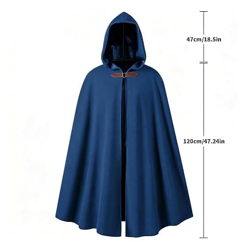 Hewlaud Medieval Cloak with Hood Renaissance Hooded Cape for Women Men | Medieval Hooded Cloak with Metal Clasp,Polyester Material, Machine Wash Care,Suitable for Halloween,Cosplay and parties thumbnail 5
