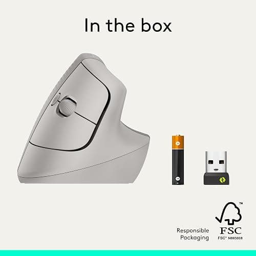 Logitech Lift Vertical Ergonomic Wireless Mouse - Sand | Connect via Bluetooth or included Logi Bolt USB-A receiver, quiet clicks, 4 of 6 buttons customizable, Windows Mac compatible thumbnail 8