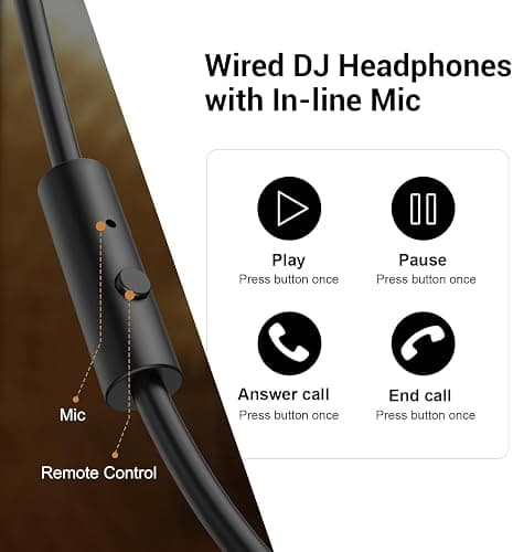 OneOdio Wired Over Ear Headphones Hi-Res Studio Monitor & Mixing DJ Stereo Headsets with 50mm Drivers and 1/4 to 3.5mm Jack for AMP Computer Recording Podcast Keyboard Guitar Laptop - Black - Black - One Size - Over-Ear Headphones thumbnail 5