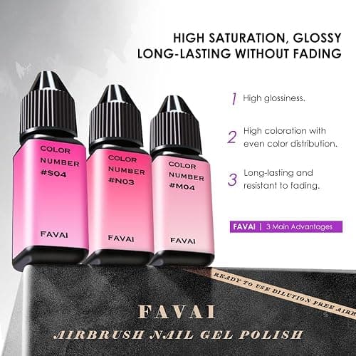 FAVAI Airbrush Gel Nail Polish, 24 Colors, No Dilution,Acetone-Free,French Manicure,Ombre Nail Art,DIY,Salon Quality Nail Supplies,Perfect Gifts for Girls & Women thumbnail 4