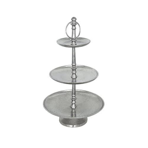 Rely+ Dessert Cupcake Stand 3-Tiered Serving Tray 20" Tall 3 Tier Fruits and Cup Cake Stand for Tea Party Birthday Holiday Gatherings Weddings Baby Showers Silver Finish Sturdy Design - Image 1