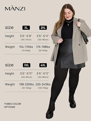 MANZI Women's 2 Pairs Control Top Pantyhose High Waist Plus Size Tights Ultra-Soft thumbnail 7
