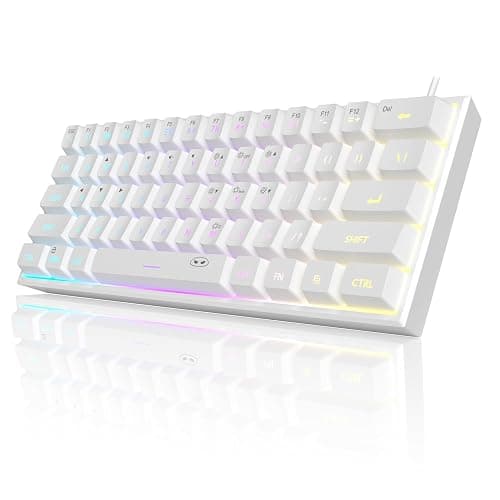 MageGee Mini 60% Gaming Keyboard, Upgrade RGB Backlit 61 Key Ultra-Compact Keyboard, TS91 Ergonomic Waterproof Mechanical Feeling Office Computer Keyboard for PC, MAC, PS4, Xbox ONE Gamer(White) thumbnail 7