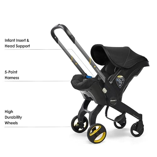 Doona+ Baby Car Seat & Travel Stroller Nitro Black - Convertible 0+ Car Seat and Pram with 5 Point Safety Harness - Ergonomic Pushchair and Travel System - ISOFIX Base Sold Separately thumbnail 3