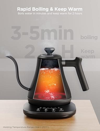 Govee Smart Electric Kettle, WiFi Variable Temperature Gooseneck Pour Over Kettle and Tea Kettle, Alexa Control, 1200W Quick Heating, 100% Stainless Steel, 0.8L, Matte Black thumbnail 4