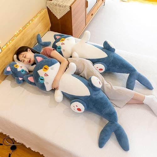 FANGYU Cute Plush Shark cat Toy, Cartoon Soft Stuffed Shark cat Pillow Long Throw Sleeping Pillow, Gifts for Kids (50cm/19.6in) thumbnail 6