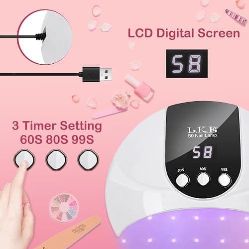UV Nail Lamp, 54W UV Lamps for Gel Nails Nail UV Lamp Led Nail Lamp with 3 Timer, Auto Sensor, LCD Screen, USB Plug Gel Nail Curing Lamp, Led Gel Nail Lamp Nail Dryer thumbnail 4
