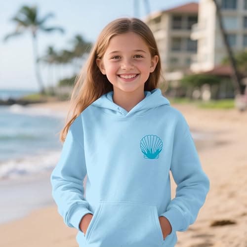 Lubpow Cute Pink Hoodie Kids Girls Aesthetic Preppy Hibiscus Flower Puff Hoodies Kawaii Hawaii Palm Beach Graphic Pullover thumbnail 5