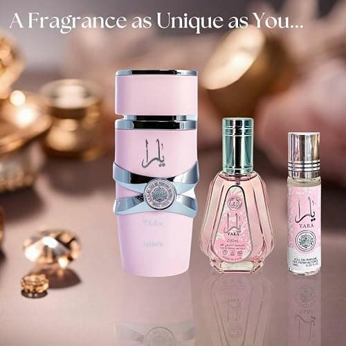 Lattafa Yara 3-piece Fragrance Bundle for Women (3.4 Oz Eau de Parfum Spray + 1.7 Oz Eau de Parfum Spray + 0.34 Oz Roll-On Perfume Oil) thumbnail 2