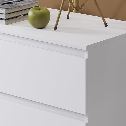 FWStyle Matt White Wide 6 Drawer Chest Modern Bedroom Furniture Chest of Drawers - W110 x H77 x D40cm - White thumbnail 4