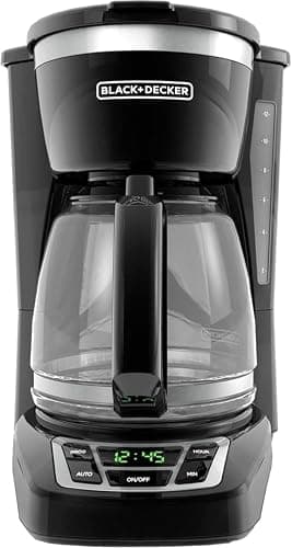 BLACK+DECKER 12-Cup Digital Coffee Maker, Programmable, Washable Basket Filter, Sneak-A-Cup, Auto Brew, Water Window, Keep Hot Plate, Black - Image 1
