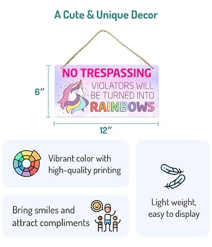 Unicorn Decor for Girls Room, Decorations For Bedroom, 12″x6″ PVC Plastic Decoration Hanging Sign, High Precision Printing, Water Proof thumbnail 2
