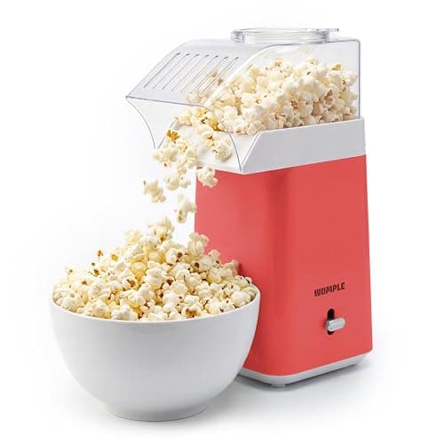 Wumple Hot Air Popcorn Machine - 14-Cup Electric Popcorn Popper, Oil-Free, 1200W - Includes Measuring Cup - Home Popcorn Maker for Movie Nights - Red - Image 1