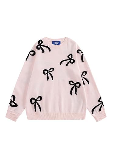 Aelfric Eden Fall Sweaters for Women 2025 Trendy Crewneck Cute Bow Oversized Sweater Lightweight Knit Pullover Sweaters - Image 1