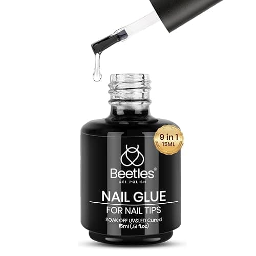 Beetles 15ml Gel Nail Glue 9 in 1 for Acrylic Nails Tips and Clear Press on Nails, Long Lasting Extension Glue, Base Coat, Blooming Art Gel, U V Light Cured - Image 1