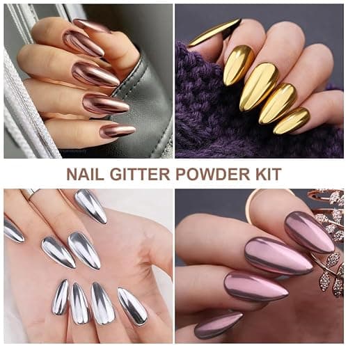 LOPHE Chrome Nail Powder, 2 Stück Glitzer-Nagelpuder-Set, Metallisches, spiegelndes Chrom-Nagelpulver, Holografisches Chrompulver mit Spiegeleffekt， Geeignet für Nagelstudios zum Selbermachen thumbnail 8