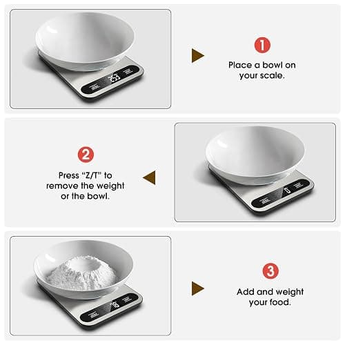 Mik-Nana Food Scale, 22lb Digital Kitchen Scale with 6 Units Tare Function & LCD Display, Stainless Steel Weight Grams and Ounces for Baking, Cooking and Meal Prep (Batteries Included) thumbnail 6