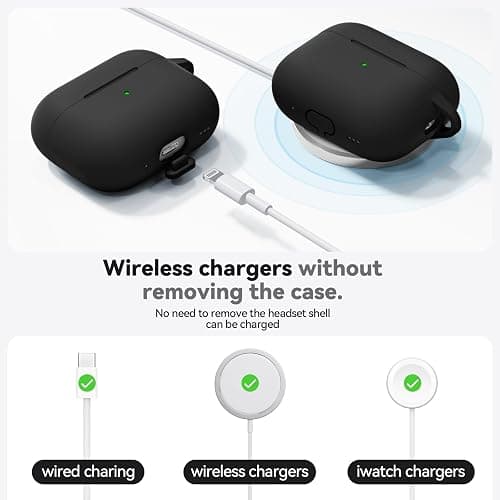 Ljusmicker for AirPods Pro 3 Case 2025 with Cleaner Kit,Soft Silicone Protective Cases for Apple AirPods Pro 3rd Generation Case for Women Men,AirPod Pro 3 Cases Cover Accessories with Keychain-Black thumbnail 4