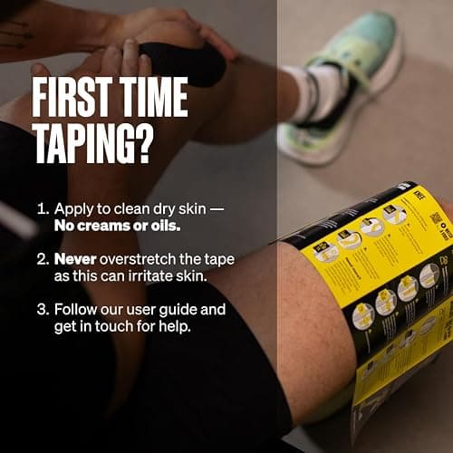 SPORTTAPE Kinesiology Tape, 5cm x 5m, Black - Waterproof, Hypoallergenic | Water Resistant, Hypoallergenic Physio Tape for Muscle Injury Recovery, Sports Strapping, Knee Pain, Joint Support & Blisters thumbnail 4