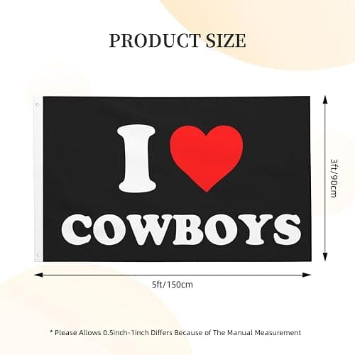 Diputer I Heart-Love Cowboys-Flag 3x5 Ft For Bedroom Funny Flag Dorm Wall Decor Flags For Room thumbnail 3