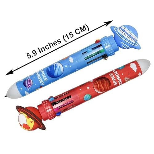Maydahui 12 PCS Planet 10 in 1 Shuttle Pens Retractable Outer Space Multicolor Ballpoint Pen 10 Ink Colors Cartoon Galaxy Star for Spaceman Astronaut Astrophile School Party Office thumbnail 2