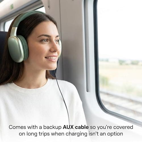 iJoy Ultra Wireless Over-Ear Bluetooth Headphones with Mic, 10H Playtime, Bluetooth Headset with Backup Wire & SD Slot, Wireless Headphones for Work, School & Gym (Green) thumbnail 6