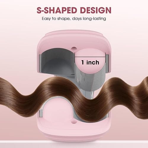 Curling Iron Hair Crimper Waver, MiroPure Beach Waves Curling Wand 1 inch with 30S Fast Heating & PTC Heater, Deep Waver Hair Curler for Women, Dual Voltage, Pink thumbnail 6