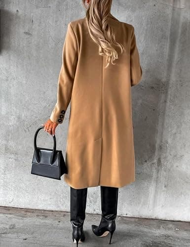 IDEALSANXUN Womens Long Wool Coat Double Breasted Trench Coat Fall Winter Clothes thumbnail 4