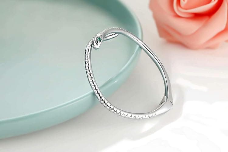 Presentski Snake Bracelet Sterling Silver Open Bangle Serpent Bracelet Vintage Silver Bracelet for Women thumbnail 5
