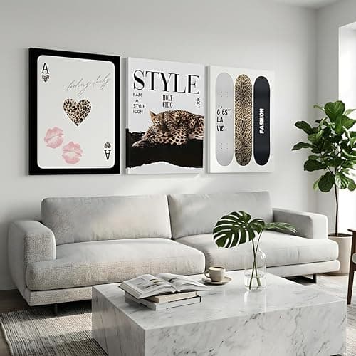 ZBMYYGO 3Pcs Black Trendy Leopard 8Ball Skateboard Wall Art 12X16in Framed | Vintage Fashion Preppy Funky Cheetah skateboard Lucky 8Ball Artwork Posters Print for Bedroom LivingRoom Bathroom Decoration thumbnail 5