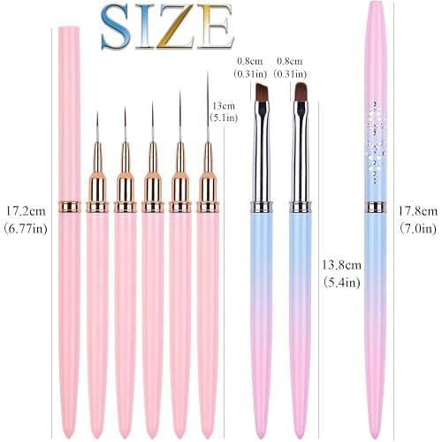 Ycyan 7pcs Nail Art Brushes, Nail Art Liner Brushes Sizes 4/8/12/20/25mm, Oval & Angled Nail Art Clean Up Brushes for Clean Polish Mistake On The Cuticles thumbnail 6