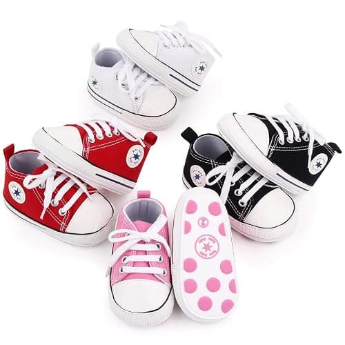 KKIIDDSS Unisex Baby Girls Boys Canvas High-top Shoes, Newborn Infant Anti-Slip Soft Sole Frist Walking Breathable Sneakers thumbnail 2