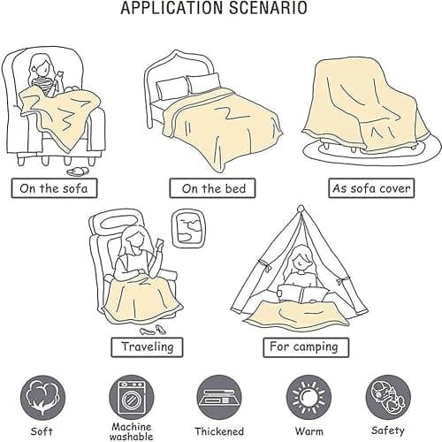 ENEN Super Ultra Soft Fleece Blanket Throw Bubble Plush Blanket Fluffy Warm Microfiber Travel Blanket for Bed Sofa Lightweight Throw Fit All Season (130x160cm,Beige) thumbnail 3