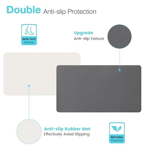 Greenturf Large Diatomite Stone Bath Mat, Premium Non-Slip Natural Diatomaceous Earth Bathtub Fast Drying Mats for Bathroom Floor (30" x 17" Dark Grey) thumbnail 6