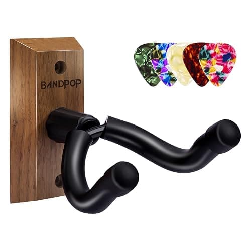 Bandpop Guitar Wall Mount - Black Walnut Guitar Hanger with 5pcs Picks for Acoustic, Electric, Bass, Banjo, Mandolin - Image 1