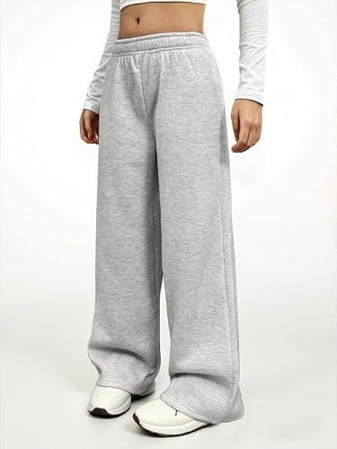 Ltvoo Girls Straight Wide Leg Track Pants Elastic Waist Casual Baggy Athletic Pants Loose Jogger Sweatpants for 8-12 Years thumbnail 2