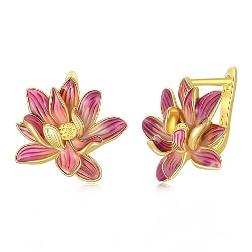 VONALA Flower Earrings for Women 925 Sterling Silver Rose/Lotus/Scottish Thistle/Tulip/Lilac/Mushroom/Pineapple Dangle Drop Earrings Flower Jewelry Gifts for Women Girls Birthday Gifts - Image 1