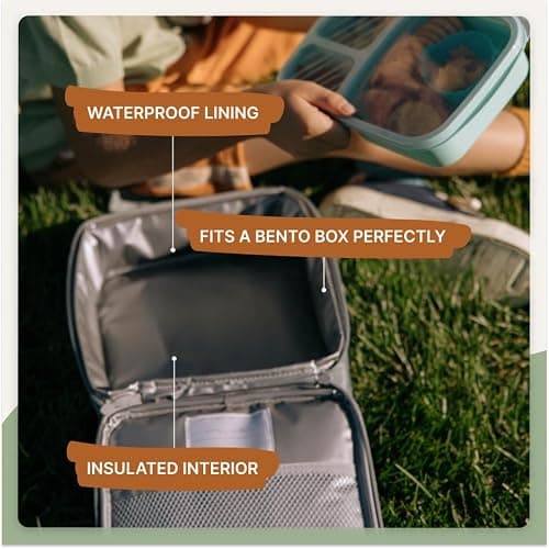 Parker Kids Insulated Waterproof Lunch Box for Children - Customizable Lunch Bag with Durable Hook and Loop Patches, Easy-Open Zippers, Water Bottle Buckle - Sunkissed thumbnail 5