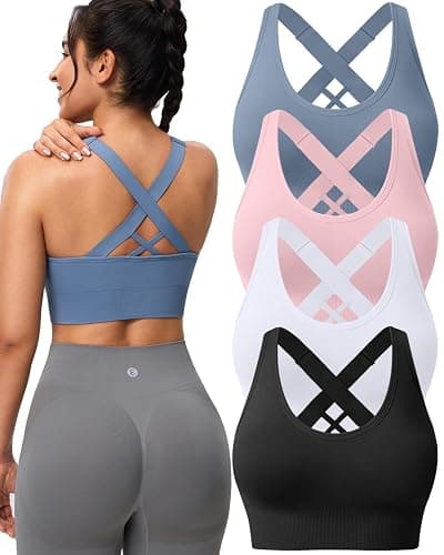Evercute Sports Bras for Women Padded Medium Support Criss Cross Strappy Bra Seamless High Impact Yoga Exercise Athletic Bras - Image 1