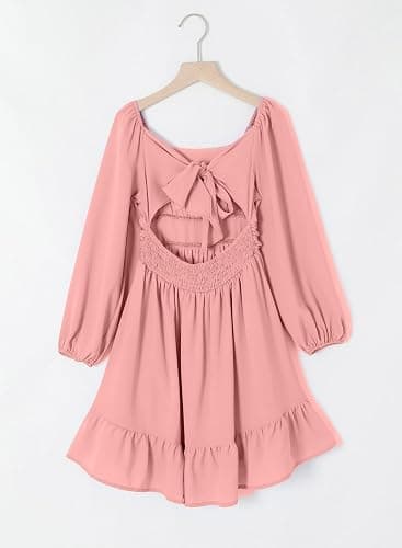 blibean Girls Long Sleeve Tie Back Dress Tween Fall Off Shoulder Dress Size 6-15 Years thumbnail 9
