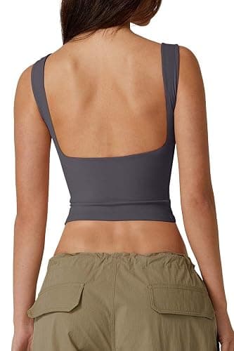 QINSEN Women's Sexy Open Back Sleeveless Crop Tank High Neck Slim Fit Cropped Tee Shirt Y2k Tops - Image 1