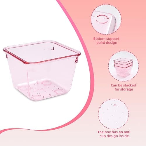 Kitchen Desk Drawer Organizers Storage for Office, Small Acrylic Vanity Trays Makeup Organizer for Drawer Bathroom Plastic Make up Organizers 25 Pcs Pink thumbnail 5