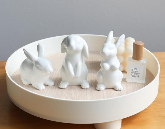 GOODSTART Ceramic Bunny Rabbits Easter Bunny Figurine Porcelain Modern Art Home Decoration, Statues for Spring Home Decor, Easter Decorations Rabbit Figurines thumbnail 6